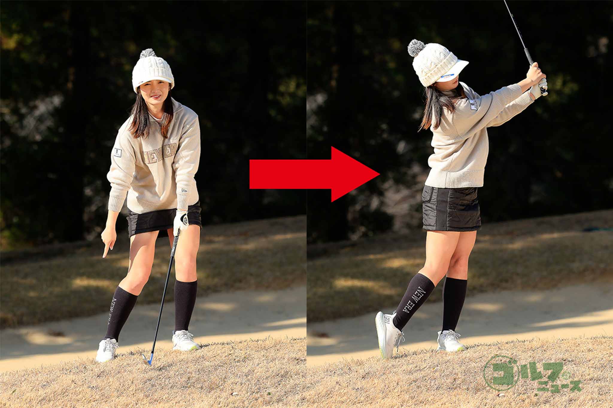 右足をしっかり蹴って左足に体重を乗せていく　写真:小林司