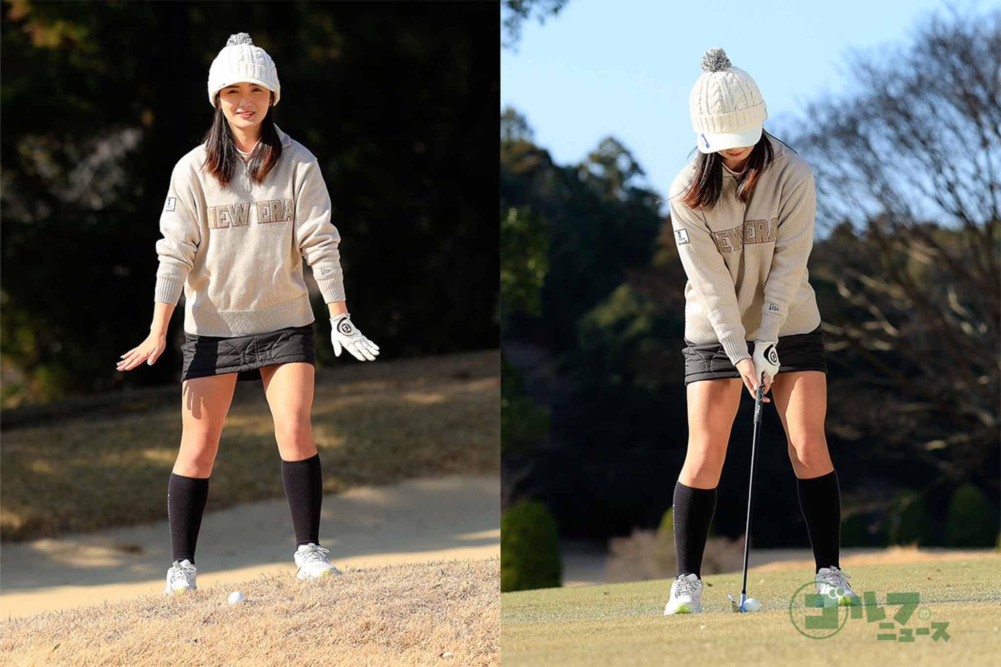 普段よりも少し左足に多めに体重をかけて傾斜なりに立つことが大切　写真:小林司