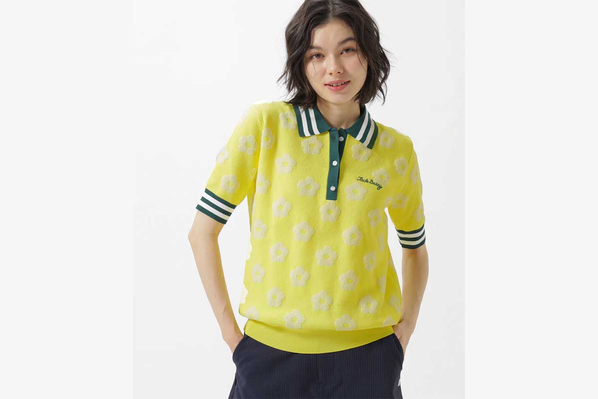 【CINEMA MONOTONE】花柄ジャガードニットポロシャツ／イエロー　1万6500円（税込み）　JACK BUNNY!!公式オンラインストアより