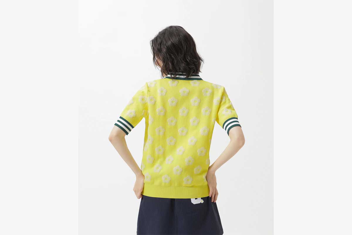 【CINEMA MONOTONE】花柄ジャガードニットポロシャツ／イエロー　1万6500円（税込み）　JACK BUNNY!!公式オンラインストアより
