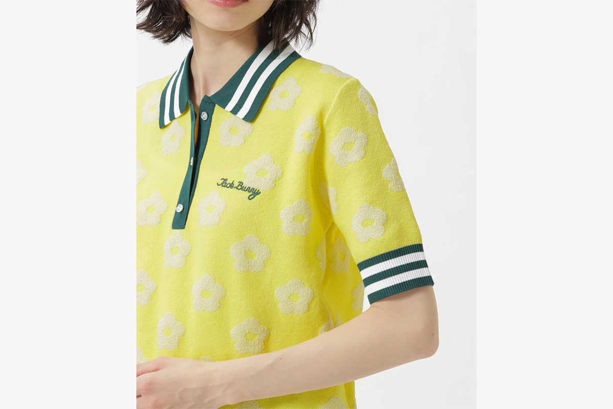 【CINEMA MONOTONE】花柄ジャガードニットポロシャツ／イエロー　1万6500円（税込み）　JACK BUNNY!!公式オンラインストアより