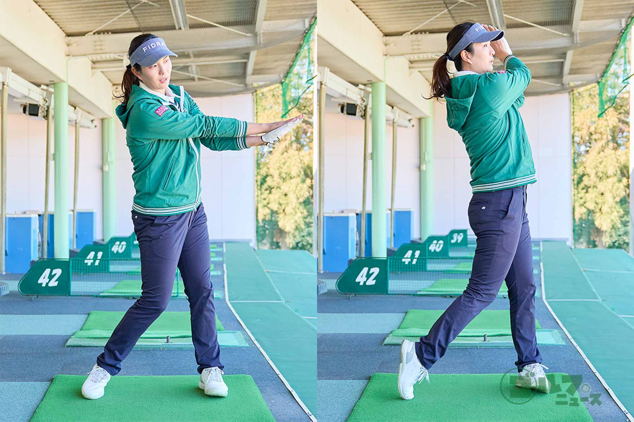 フォローからフィニッシュにかけては右手甲が自分を向く　写真:西村恵