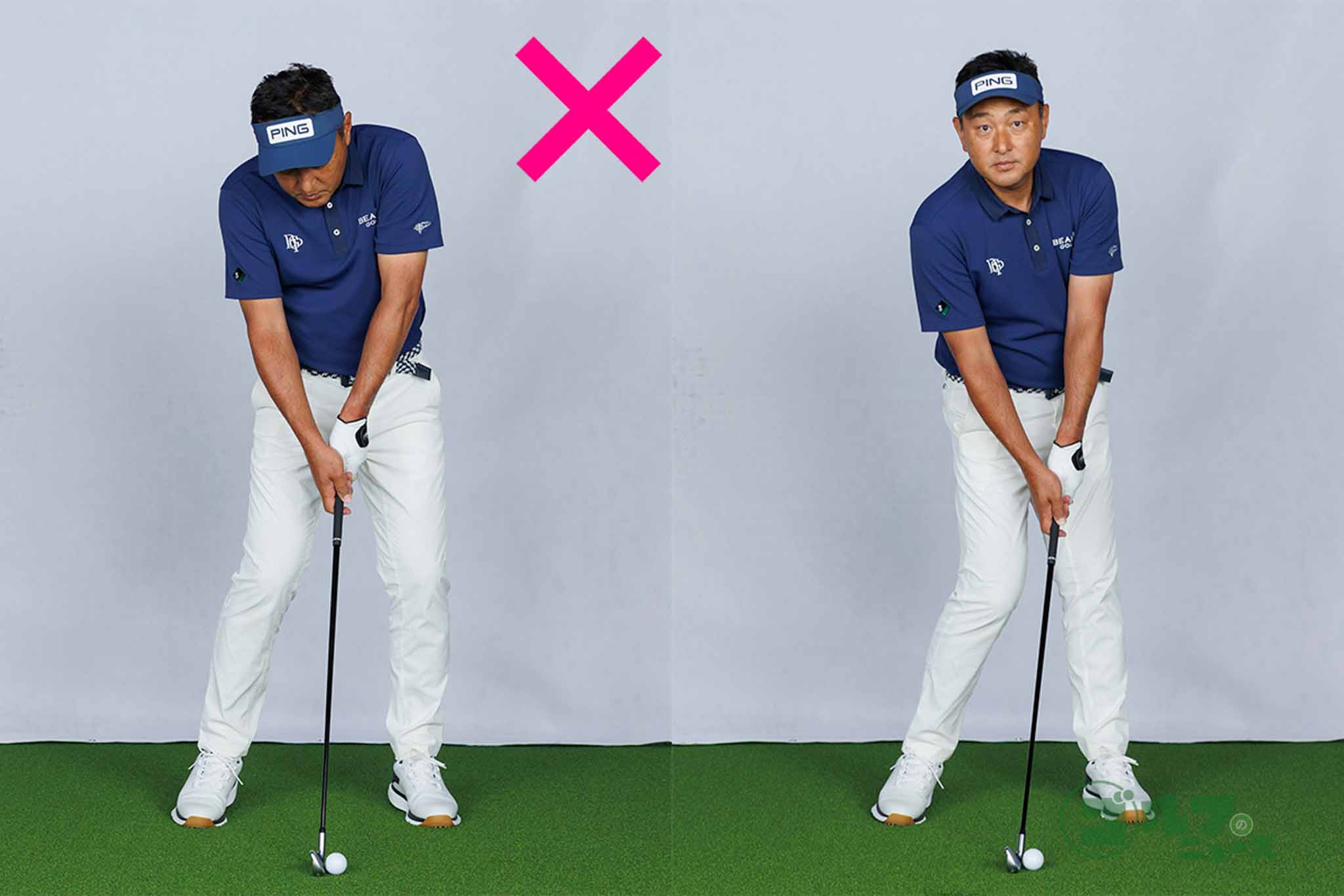 ショートスイングでも緩めることなくビシッとインパクトする　写真:山上忠