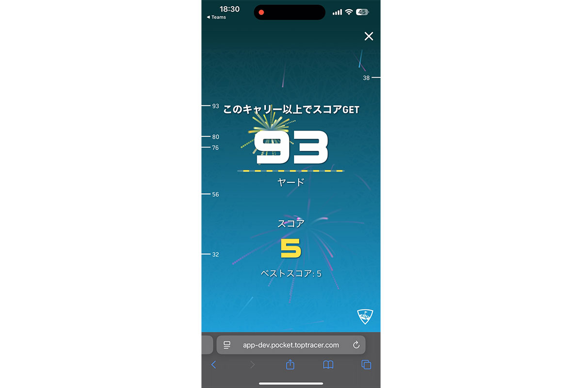 スマートフォン上に表示される実際のデータ