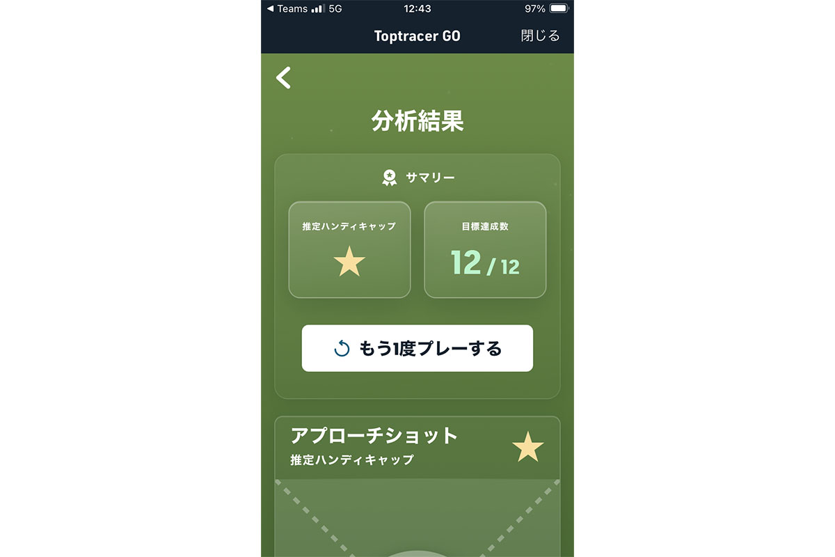 スマートフォン上に表示される実際のデータ