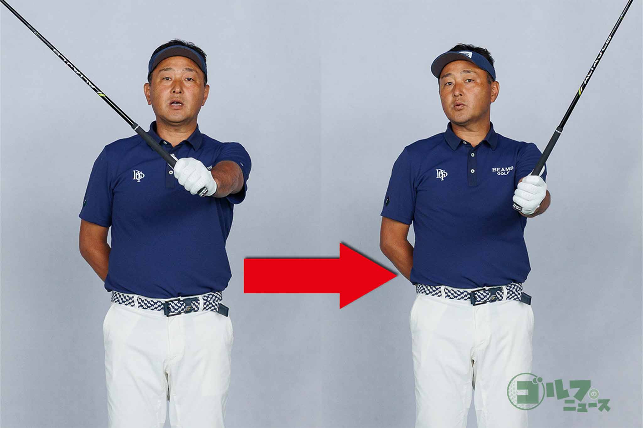 スイング中はグリップを中心にクラブがワイパーのように動く　写真:山上忠